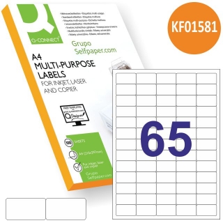 Etiquetas impresora 65x hoja, 38,1x21,2 mm,  Q-connect KF01581