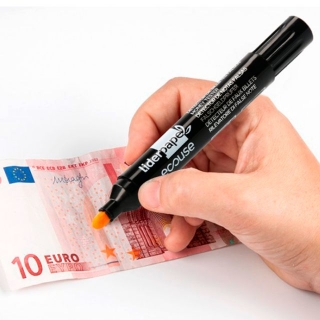 Rotulador bolgrafo detector billetes falsos Euro  Liderpapel RT22