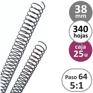 Espirales metal 38 mm, paso 5:1  KF04443