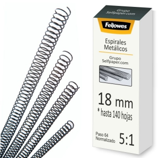 Espirales Metalicas para encuadernar 18mm (64)  Fellowes 5110701