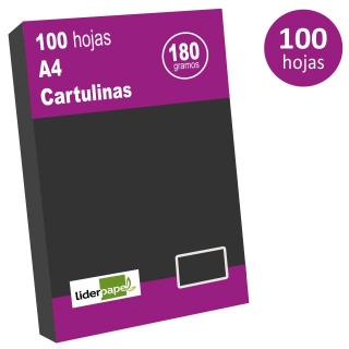 Pack 100 cartulinas Din A4, folio,  Liderpapel CT11