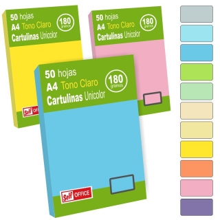 Cartulinas Din A4  Folio colores  Self-office 30090