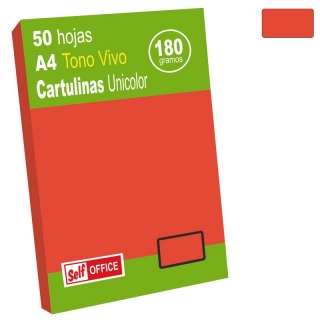 Cartulinas Din A4, folio color Rojo  Self-office 30098