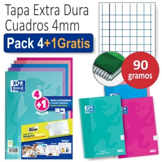 Cuadernos Oxford Tapa Extradura Pack.4+1 colores  400122766