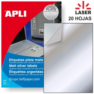 Etiqueta Poliester adhesivo laser Plata -  Apli 10071