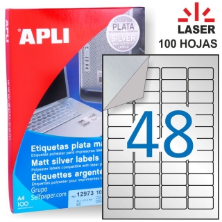 Etiquetas plata polister metalizado imprimibles Apli  12973