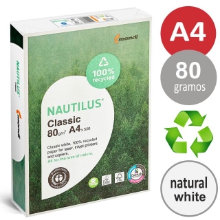 Papel Din A4 reciclado, blanco natural,  Mondi NT-80-A4