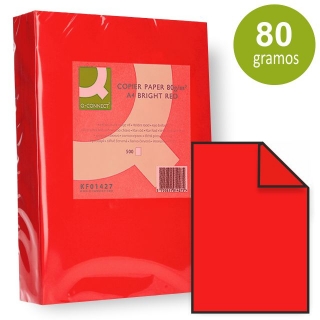 Folios papel de color Rojo vivo,  Q-connect KF01427