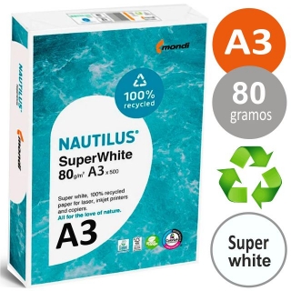 Papel reciclado Din A3, Nautilus SuperWhite  Mondi 013408019002