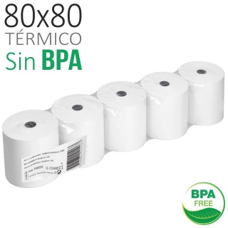 Rollos papel trmico 80x80x12, sin BPA,  Q-connect KF10106