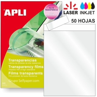 Transparencias impresoras Lser, Inkjet Banda Superior  Apli 10580