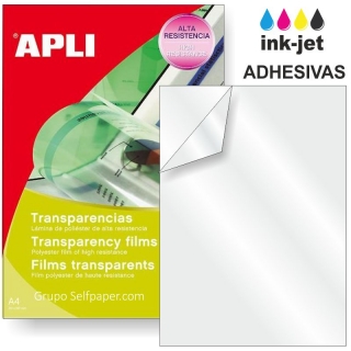 Transparencias Adhesivas impresoras inkjet Pte.10 hojas  Apli 10290
