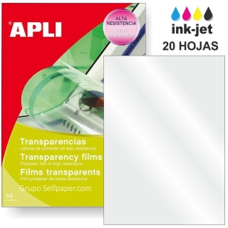 Transparencias impresora ink-jet Blister 20 Hojas  Apli 1269