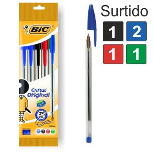 Boligrafo Bic Cristal Blister paquete 5 Surtidos o azules