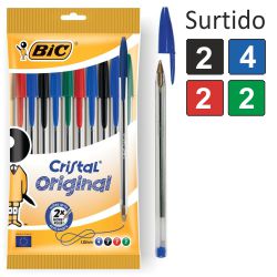 boligrafo Bic Cristal paquete blister 10 surtidos o azules