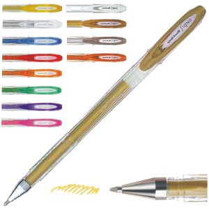 Boligrafos purpurina, metalizados, blanco UM-120 GEL Signo