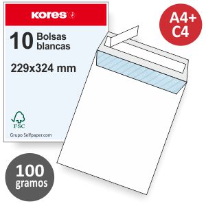 Bolsas sobres 229x324 [ Din A4 ] 90 G Blanco Auto P.10