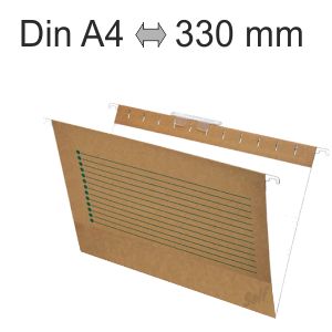carpetas colgantes Din A4 kraft visor superior en pte.10 c/u