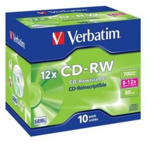 Cds regrabables Verbatim 700mb 12x Caja ancha CDRW