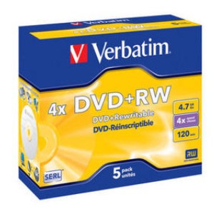 DVD+RW regrabable Verbatim Caja Normal 4x 4.7Gb LPI Incluido