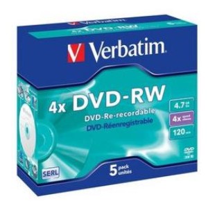 DVD-RW regrabable Verbatim 4x Caja Ancha - cada dvd