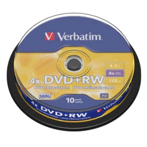 DVD+RW Regrabable Bobina 10 uds 4,7 GB spindle