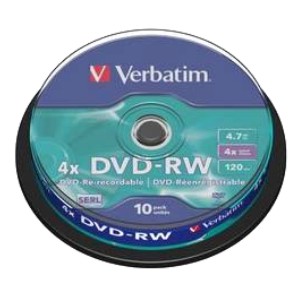DVD-RW Regrabable bobina 10 uds 4,7 GB spindle