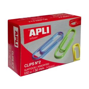 Clips de colores numero 2 Apli en caja de 100 uds