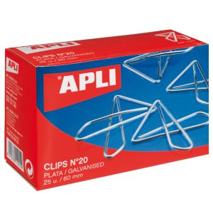 Clips Mariposa Apli 62 mm C/25 N�20 Galvanizados