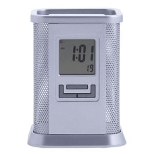Cubilete Portalapices Reloj fecha y alarma rejilla Aluminio