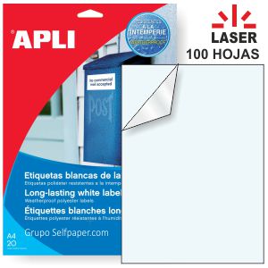 Etiquetas Poliester Laser Blanco Intemperie congelador c/100