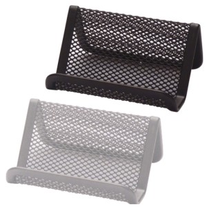 porta tarjetas expositor Metalico Rejilla Aluminio o negro
