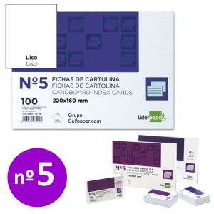 Fichas cartulina lisas numero 5 - 160x215mm para ficheros 5