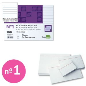 Fichas cartulina rayadas numero 1 - 65x95mm - para fichero