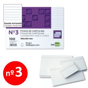 Fichas cartulina rayadas numero 3 - 100x150 mm para fichero
