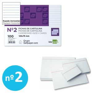 Fichas rayadas Numero 2 ( 75x125) para fichero n� 2, Pte.100