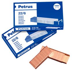 grapas Petrus 22/6 22-6 cobreada Cajita 1000