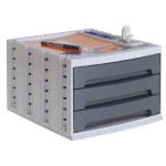 Modulo 3 cajones apilable Archivotec gris oscuro opaco