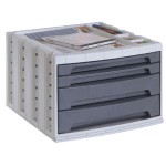 Modulo 4 cajones apilable Archivotec gris oscuro opaco