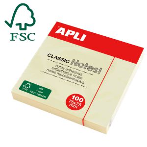 notas adhesivas apli 75x75 100h amarillo