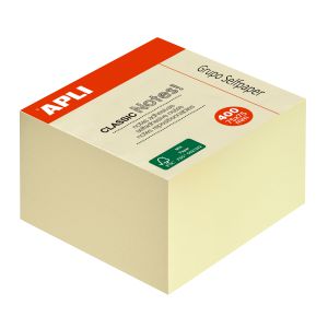 notas adhesivas apli 75x75 taco de 400 hojas amarillo