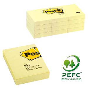 notas adhesivas post-it 38x51 amarillo pack: 3 tacos de 100