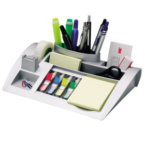 Organizador De Mesa 3M + taco post-it + banderitas + scotch