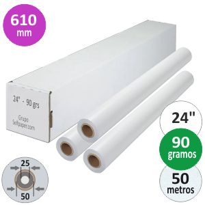 Papel Plotter 90 gramos 610 x 50 mts. Navigator