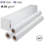 papel plotter rollo 610mm x 50 mts 24 pulg 80 grs Navigator
