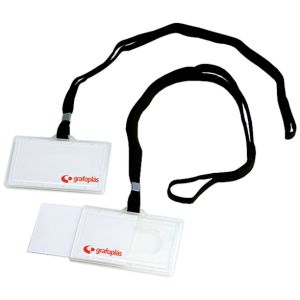 Distintivo Portanombres de plastico con Cordon PVC