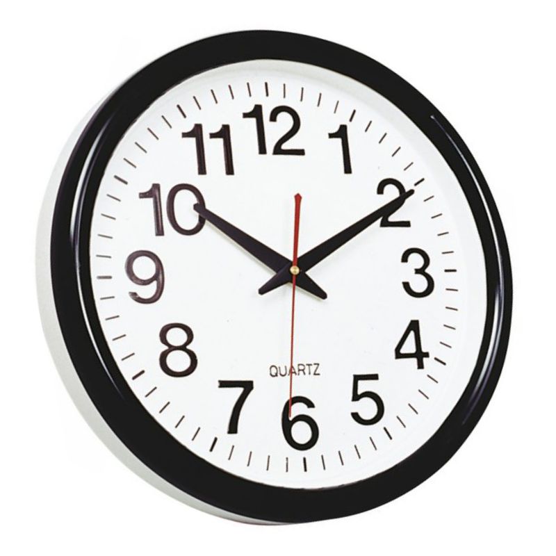 Reloj pared oficina 30 cms aro negro 200bs