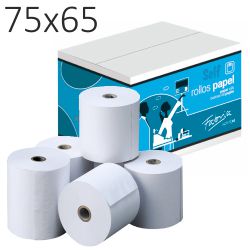 Rollos papel 75x65 impresora tickets TPV caja registradora