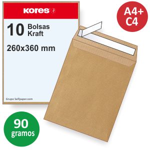 Sobres bolsa 229x324 [ Din A4 - C4] 90 Grs Kraft Auto P.10