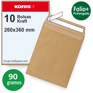 Sobres bolsa 260x360 Folio prolongado Kraft paquete 10